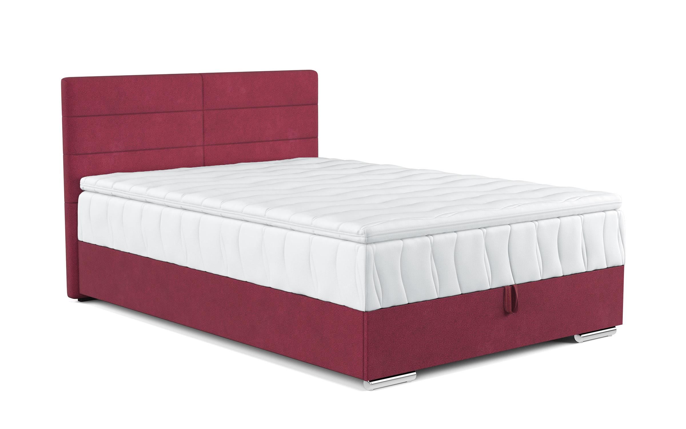 Double bed Box Spring + mattress topper 140/200 Vindy, burgundy  5